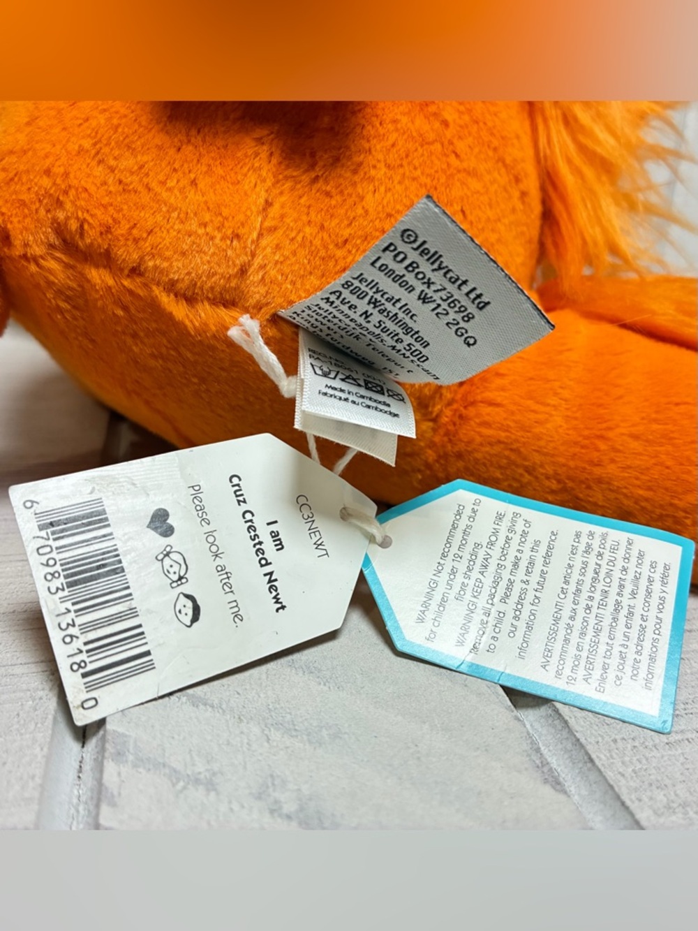 Jellycat Cruz Crested Newt Orange Plush RETIRED Collectible Stuffed Animal Toy - Picture 9 of 9